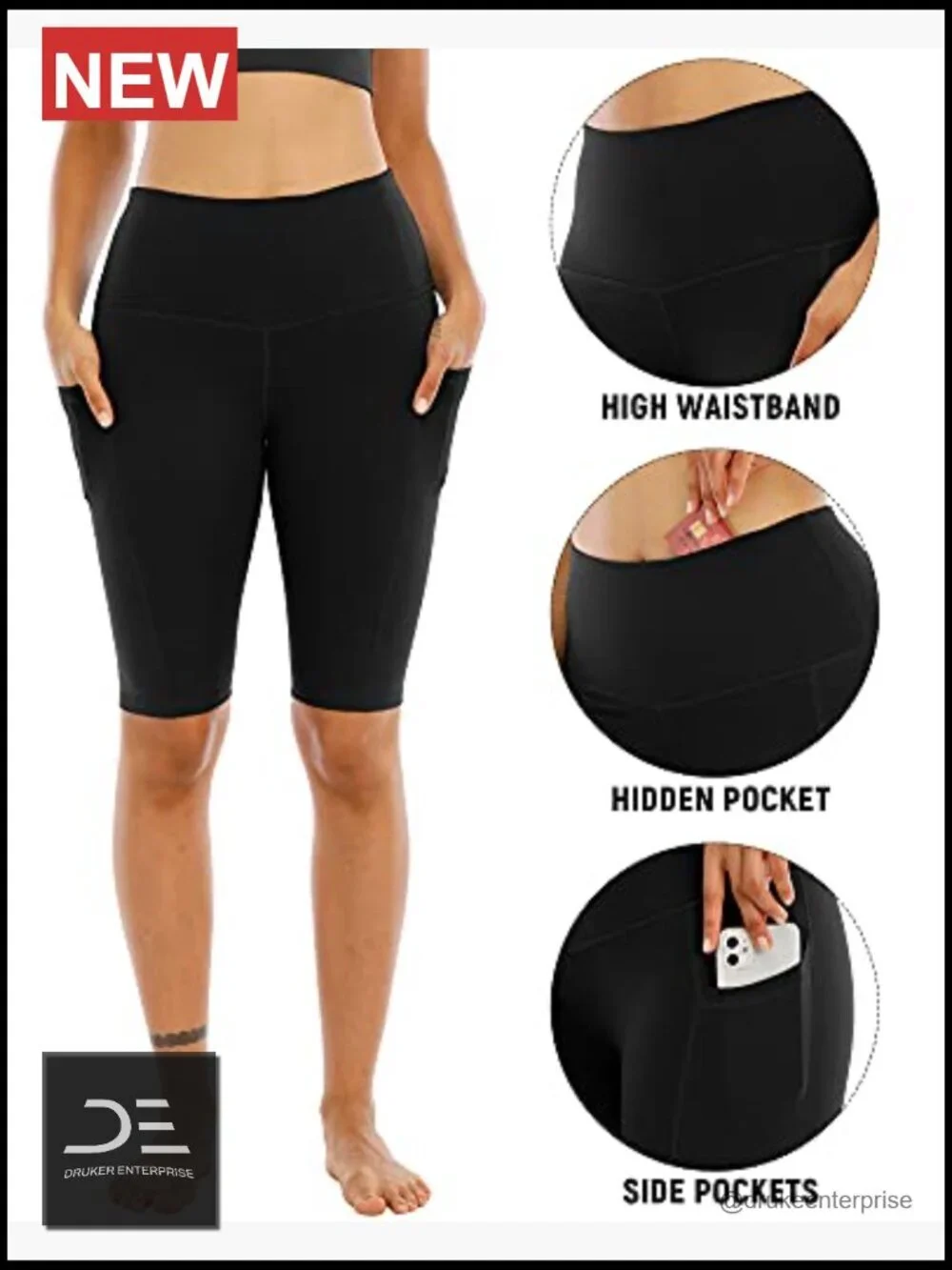 4 Pack High Waisted Biker Yoga Shorts with Pockets